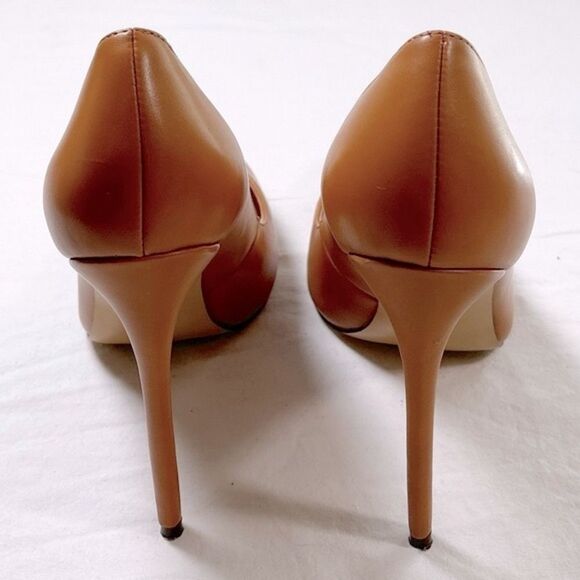 Sunetedance Women's Slip On Camel Faux Leather Pump Pointed Toe Stiletto Heel - Picture 4 of 7